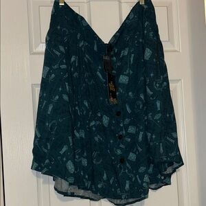 Torrid Hocus Pocus Disney Teal Button-Front Skirt